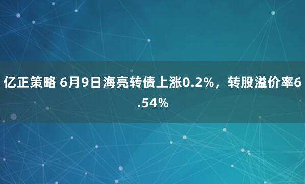 亿正策略 6月9日海亮转债上涨0.2%，转股溢价率6.54%